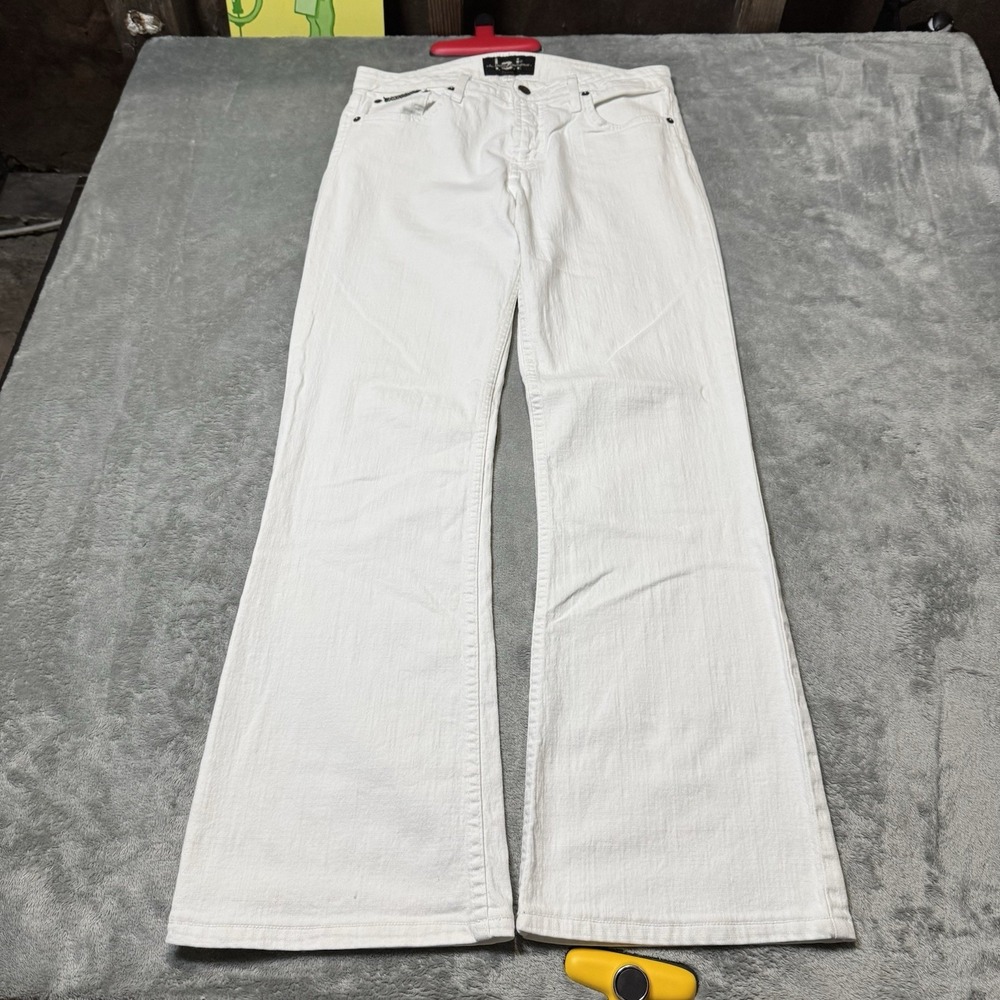 VTG Y2K L.e.i. LEI Mid‎ Rise Flare Pants in White Western Indie Grunge Size 9